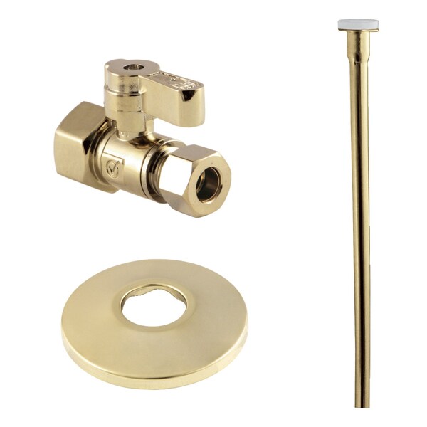 Toilet Supply Kit, 12 FIP x 38 OD Comp Straight Valve, Polished Brass